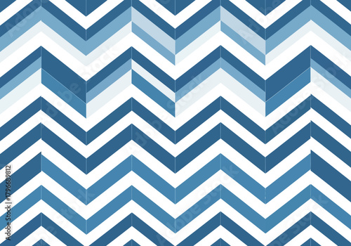 Chevron Pattern with Blue Shades and White Stripes, Zigzag Design