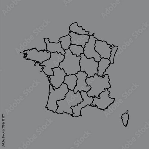 France map with regions vector illustration
