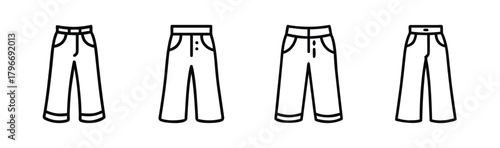 Set of four outline palazzo pants styles fashion clothing design element