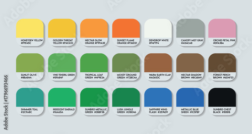 Garden Sunbird Color Palette. garden sunbird (Cinnyris jugularis), previously known as the olive-backed sunbird, is a species of passerine bird in the family Nectariniidae. Garden Sunbird color Tones