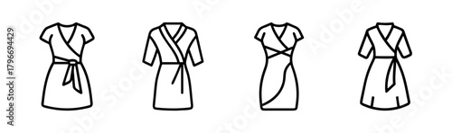 Sketchy hand-drawn wrap dress collection showing variety in style and fit