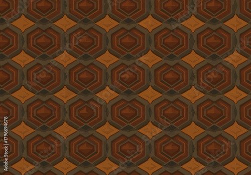 Geometric Pattern with Hexagonal and Diamond Shapes in Earthy Brown Tones