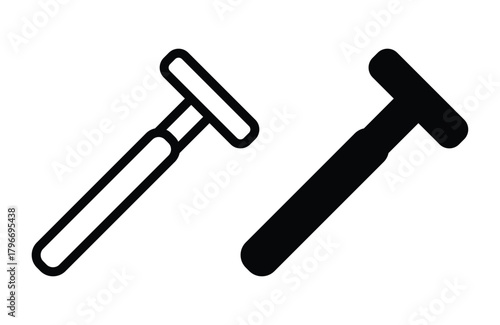 Black and White Illustration of Two Razor Designs for Shaving Concepts