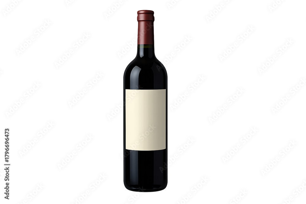 Fototapeta premium Dark wine bottle features plain beige label