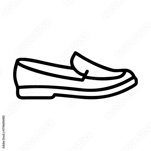 Loafer shoe vector outline icon for footwear symbol