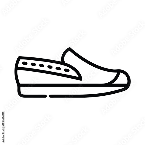 Slip-on shoe casual footwear outline vector icon isolated