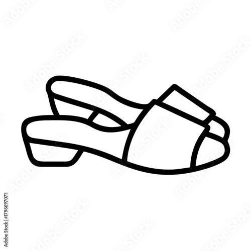 Slingback mule sandal flat line icon style vector