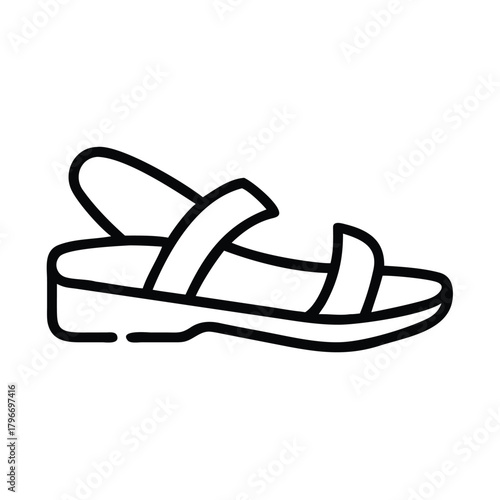 Casual summer walking sandal footwear outline vector icon