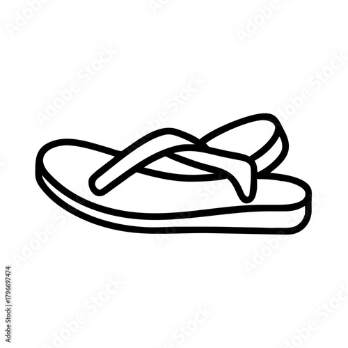 Outline icon of summer sandal or flip-flop footwear
