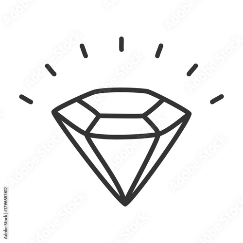 Outline diamond doodle icon shape isolated flat style design.