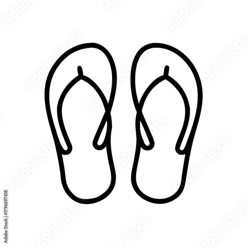 Outline icon of a pair of summer beach flip-flops.