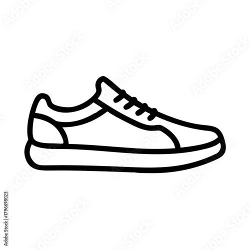 Outline linear icon drawing of a casual sneaker shoe