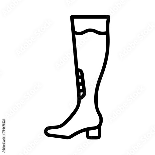 Knee high woman's fashion boot outline icon vector