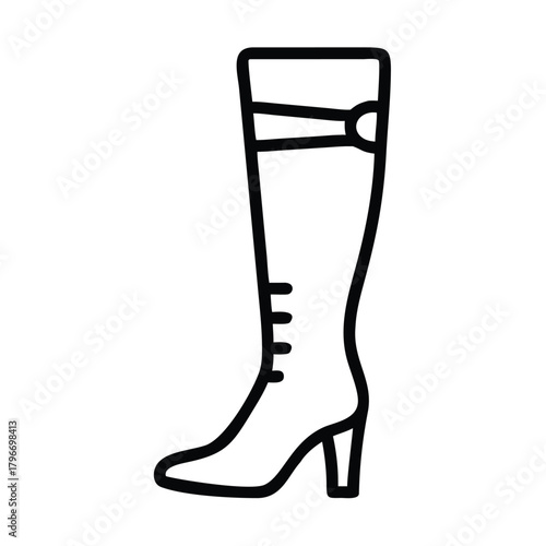 Knee high boot line icon vector graphic illustration