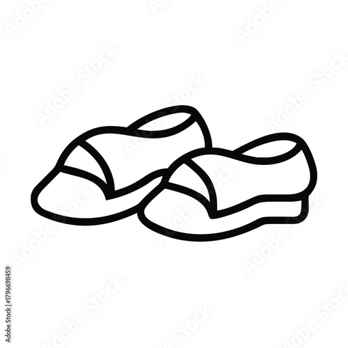 Simple line icon of a pair of comfy indoor slippers