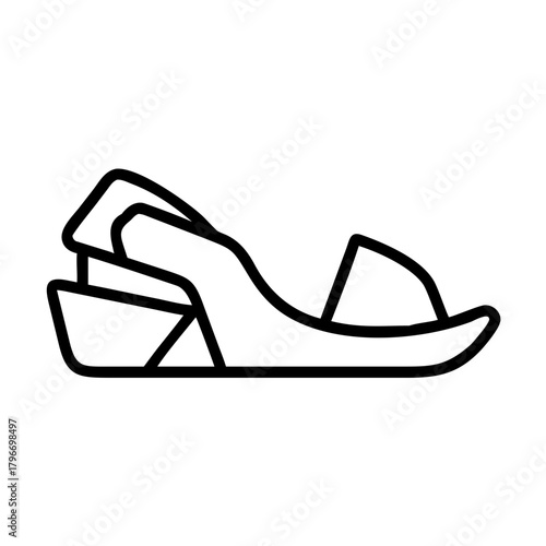 Icon of summer wedge heel sandal outline illustration
