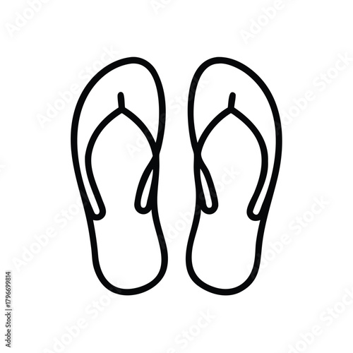 Black line drawing icon of summer beach flip-flops