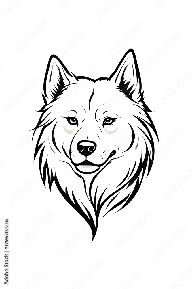 Naklejka premium White dog with a black nose and black eyes