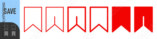 Save icon set, bookmark icon symbol in different styles. Color icon set. Symbol Modern Simple Vector For Web Site Or Mobile App. Vector EPS 10