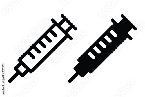 Two Black Syringes with Measurement Marks for Medical Illustration