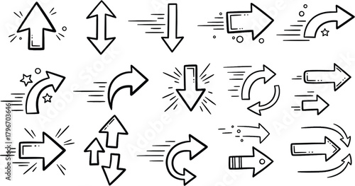 Hand-drawn arrow icons set Vector
