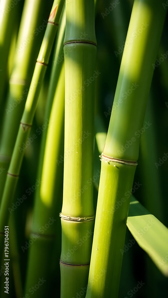Obraz premium Generative AI vibrant bamboo stalks bathed in sunlight