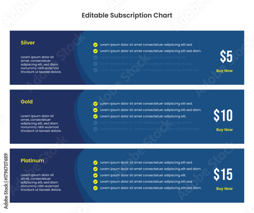 Subscription plans pricing comparison table infographic template: Landscape business price chart template, Web banner checklist template design. Design a price list comparison table.