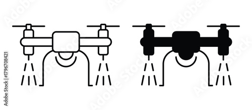 Illustration of Black and White Drone with Spraying Feature for Agriculture