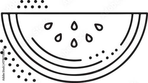 Watermelon fruit slice with seeds thin line icon vector illustration minimal abstract monochrome drawing on transparent background