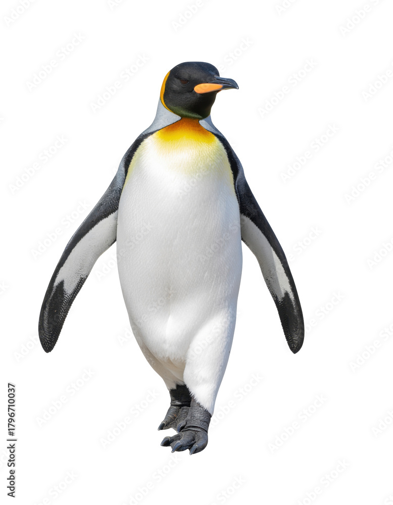 Fototapeta premium Emperor Penguin Walking Confidently Against Transparent Background in Natural Habitat
