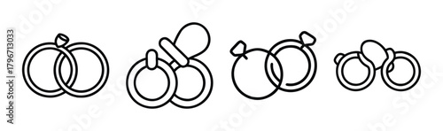 Interlocking rings symbolizing unity and commitment in various designs