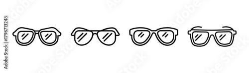 Four hand drawn styles of eyeglasses showing variety in shape and size