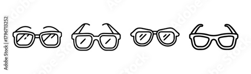 Collection of four stylized hand-drawn glasses icons for fashion and design projects