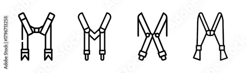 Set of four different suspender styles for clothing apparel accessories