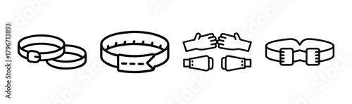 Collection of hand-drawn style wristbands accessories and fasteners for fashion design