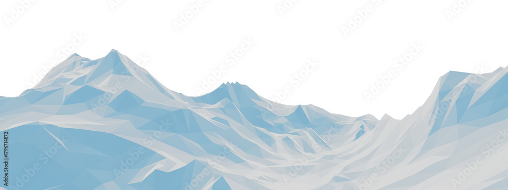 Fototapeta premium blue low polygon ice mountain. Low poly terrain