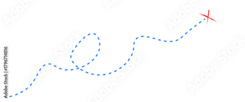 Treasure map element. A dashed blue line and red X mark ink on the map.