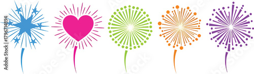 Colorful stylized fireworks collection Vector