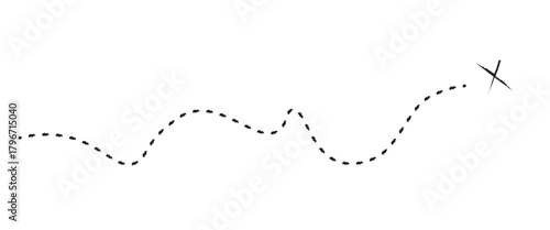 Vector treasure map element. A dashed line and red X mark ink on the map.