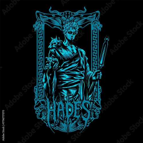 logo design vector of the god of hades in the form of dark art