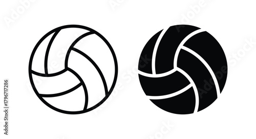Black and White Volleyball Icon Design for Sports and Recreation Theme