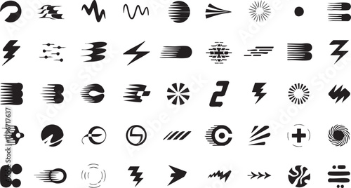Abstract Speed and Motion Logo Icon Set Dynamic Motion and Energy Icons Collection