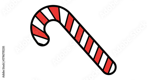 Festive candy cane with red and white stripes for holiday celebrations and seasonal designs adding a touch of sweetness and cheer to any project