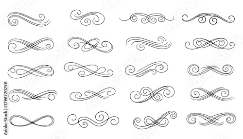 Collection of decorative swirl ornaments and flourishes