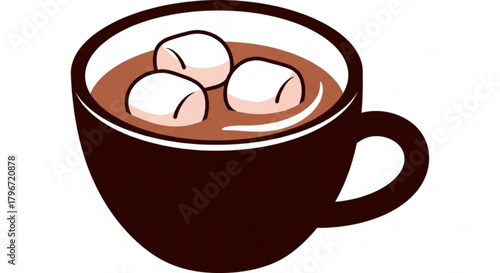 Delicious hot chocolate with marshmallows vector illustration for winter holiday season cocoa drink clip art design