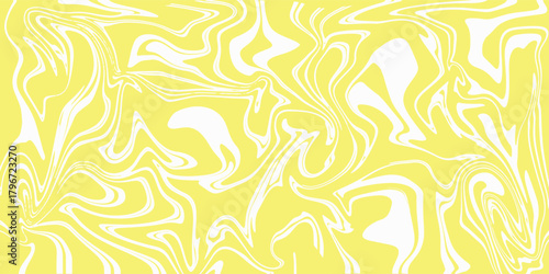 Bright yellow marble swirl pattern creates a vibrant abstract background. Smooth fluid lines add modern artistic style. Perfect for design projects needing bold creative texture. 