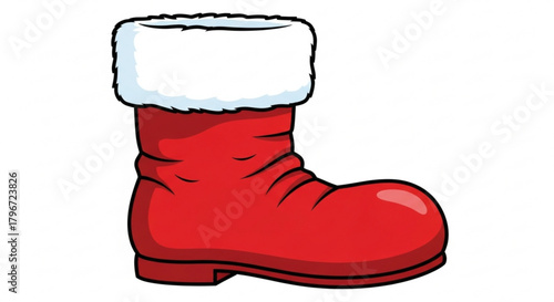 Red santa boot illustration for christmas holiday season vector graphic design and festive decoration concept
