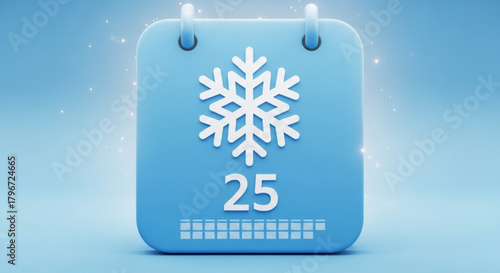 Christmas calendar december twenty fifth snowflake winter holiday seasonal event countdown date reminder icon