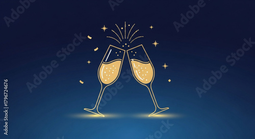 Celebrate new year with champagne toast vector illustration for festive events and special occasions