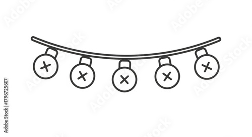 Christmas lights string vector illustration holiday decoration festive garland party light xmas celebration 100